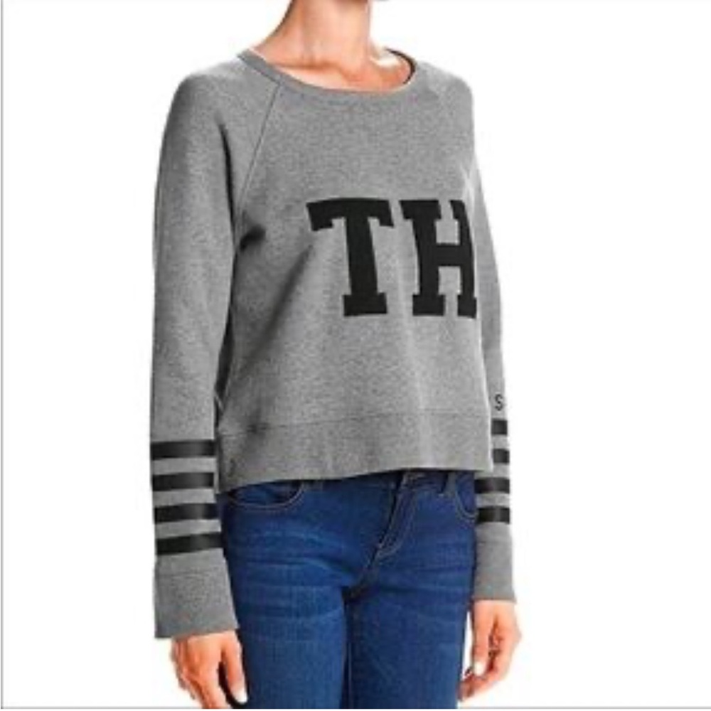 Tommy Hilfiger Sport Logo Varsity Crew Pullover Cotton Sweatshirt Sz Medium EUC